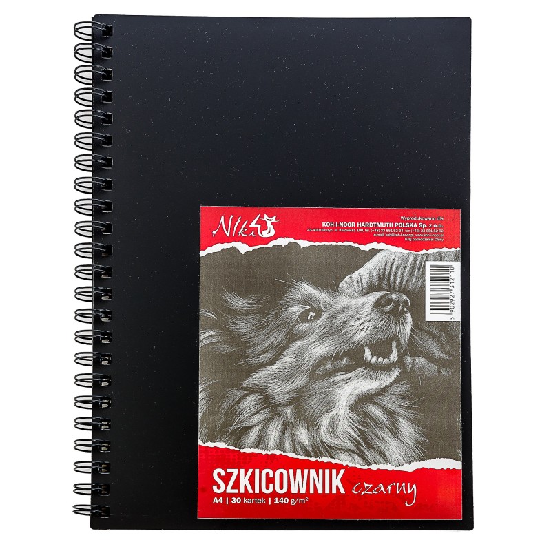 Bloc desen NIKI SKETCH A4 140g 30coli NEGRU spira