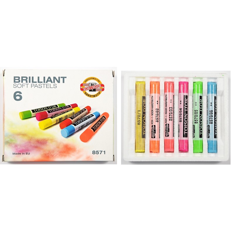 Set  6 culori BRILLIANT creta uscata rotunda fluorescente