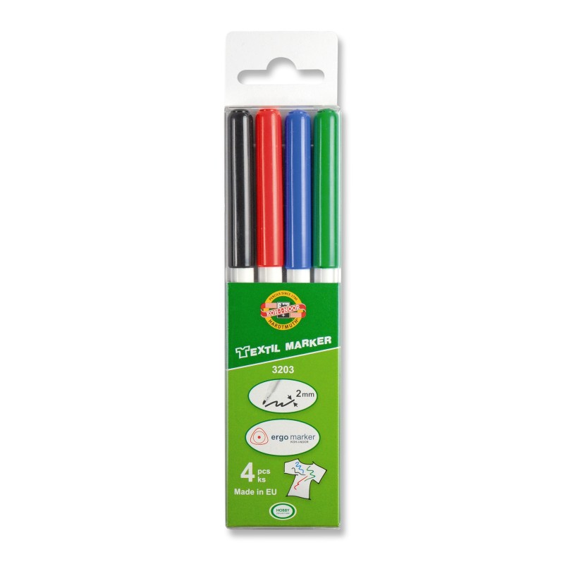 Set marker textil 4 culori clasice