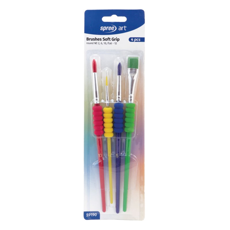 Set pensule Grip 4buc rotunde nr. 2, 6, 10+ tesita nr. 12