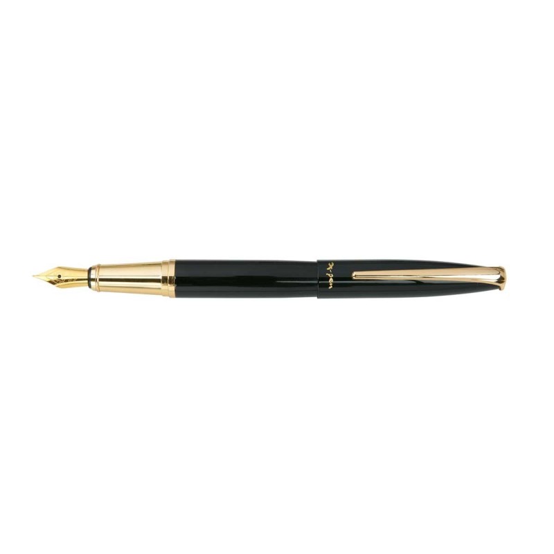 Stilou PENINSULA negru acc. placate cu aur 18K